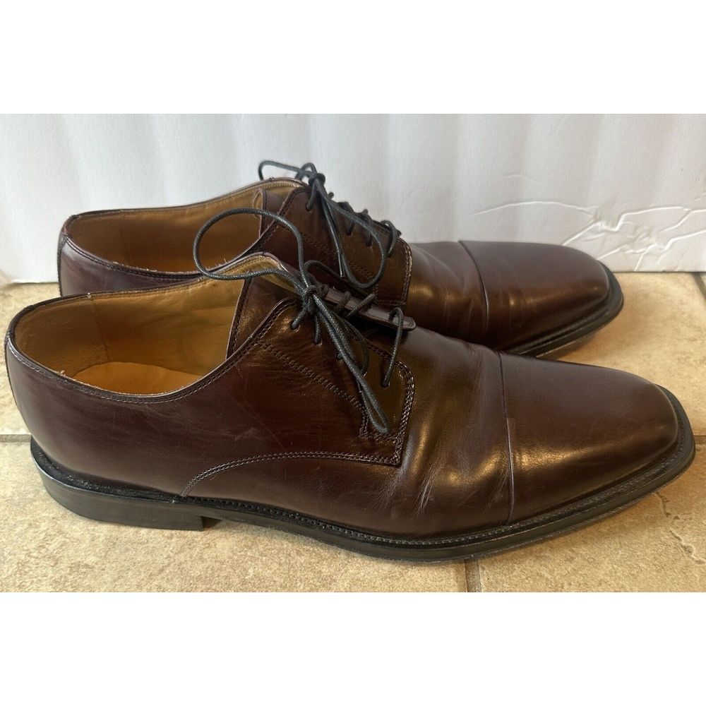 JOHNSTON & MURPHY MENS BROWN ALL LEATHER CAP TOE DRESS SHOE, SIZE‎ 10.5M - Picture 2 of 12